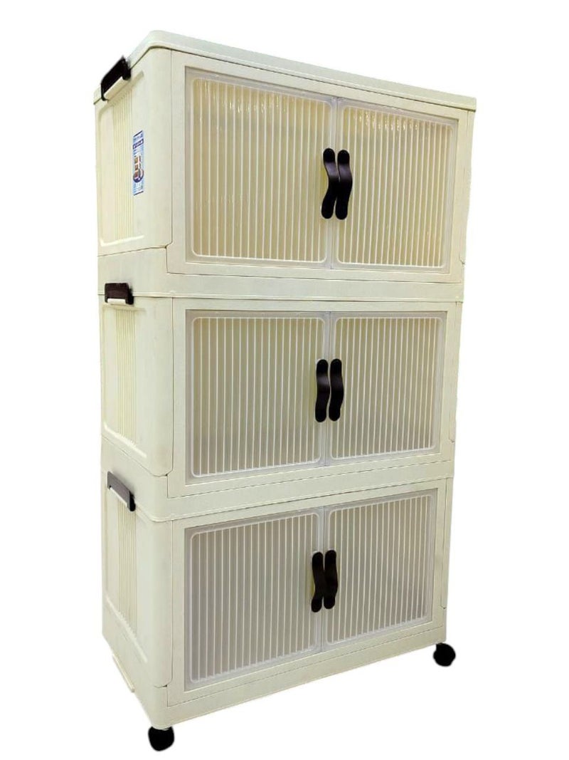 Khurshid Plastics Fantasia Plastic 3 Shelves Wardrobe from Khurshid Plast Plastics - Cream - Image 2